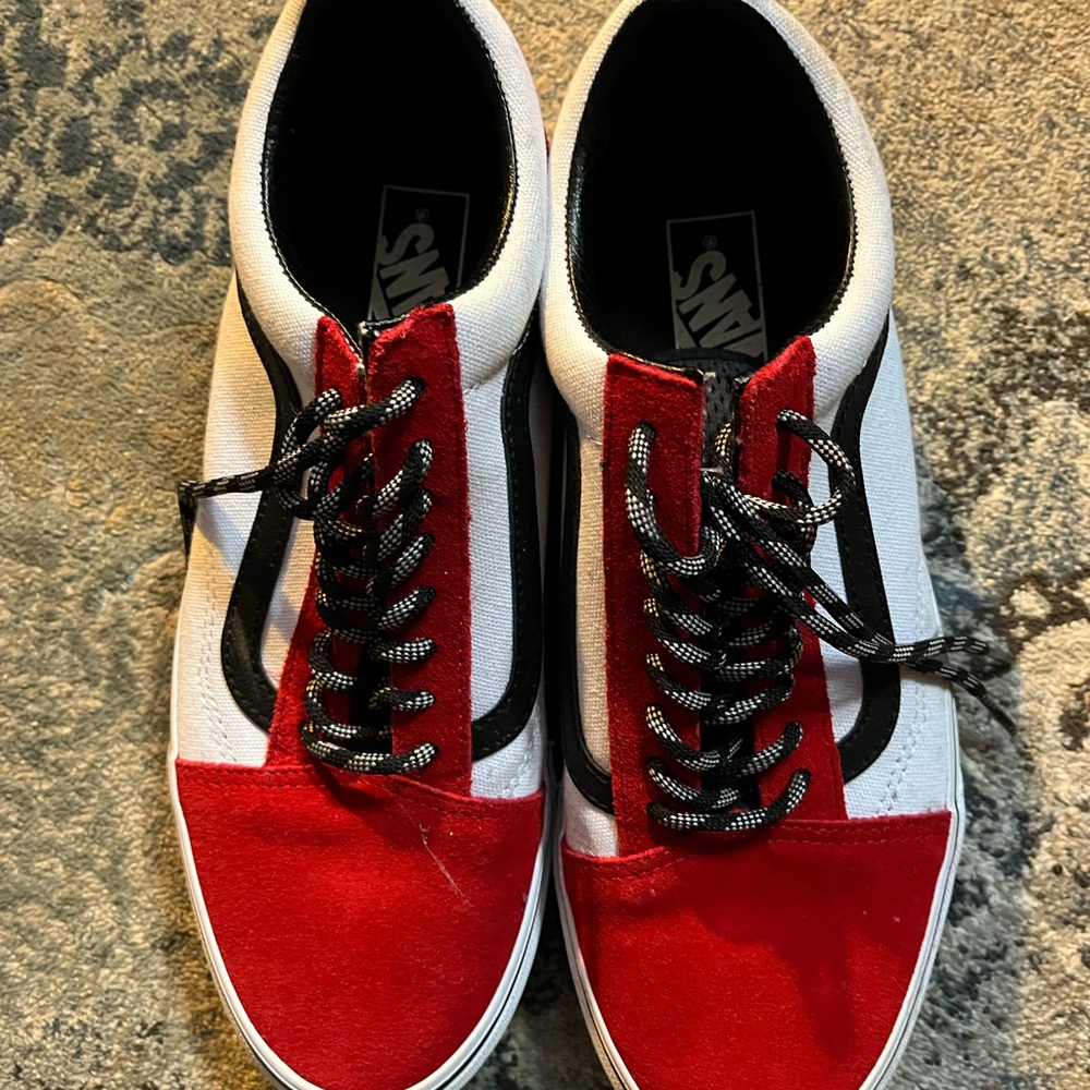 Vans Red and White Old Skool Sneakers